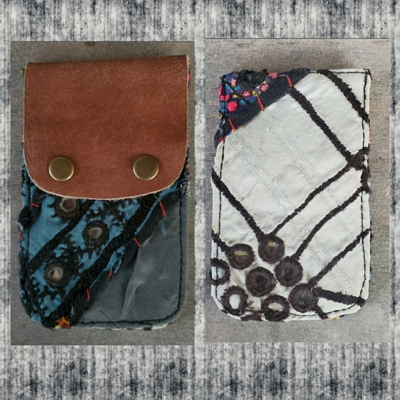 🐨 Free People Boho Embroidered Repurposed vtg banjara hippie Wallet card case - Picture 11 of 11